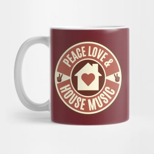 PEACE LOVE AND HOUSE MUSIC  - Retro (maroon) Mug